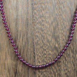 18" 10K Gold Small Garnet Ball Necklace Vintage